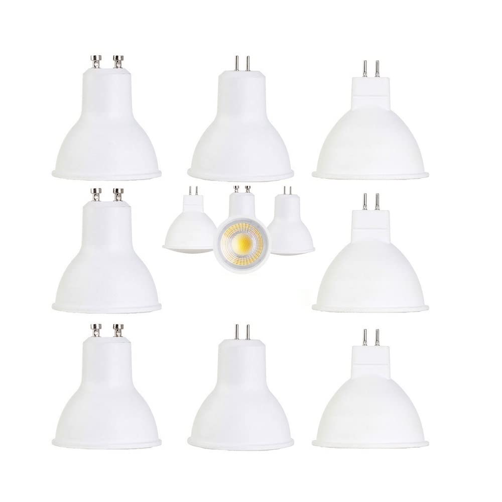 fengyan Casa bombillas 10pcs 5W 7W LED Bombillas del punto GU10 GU5.3 MR16 COB SPOLight Lámpara brillante fresco blanco caliente blanco for la oficina en casa 110V 220V DC12V Familiar Lámpara