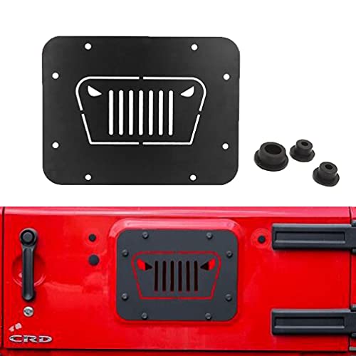 YIFAT JK Tailgate Spare Tire Delete Plate Kit, Anger Logo Tailgate Mount Filler with Tire Carrier Removable Rubber Plugs for 07-17 Jeep Wrangler JK JKU & Unlimited, Black-Anger Logo, Medium-3