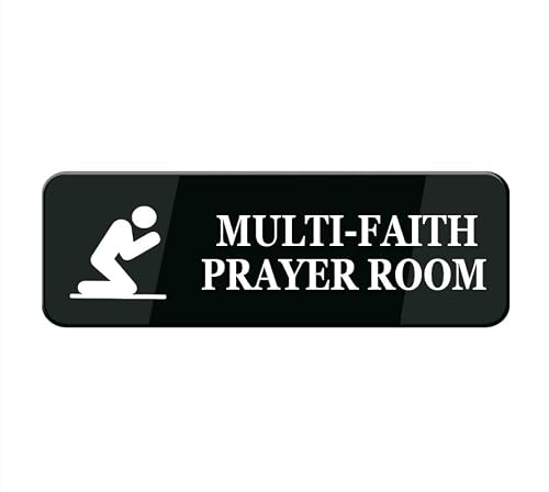 Cniaye Acrylic Sign 2560 Multi-Faith Prayer Room Sign: Easy To Mount Informative Plastic Sign With Symbols 9"X3"