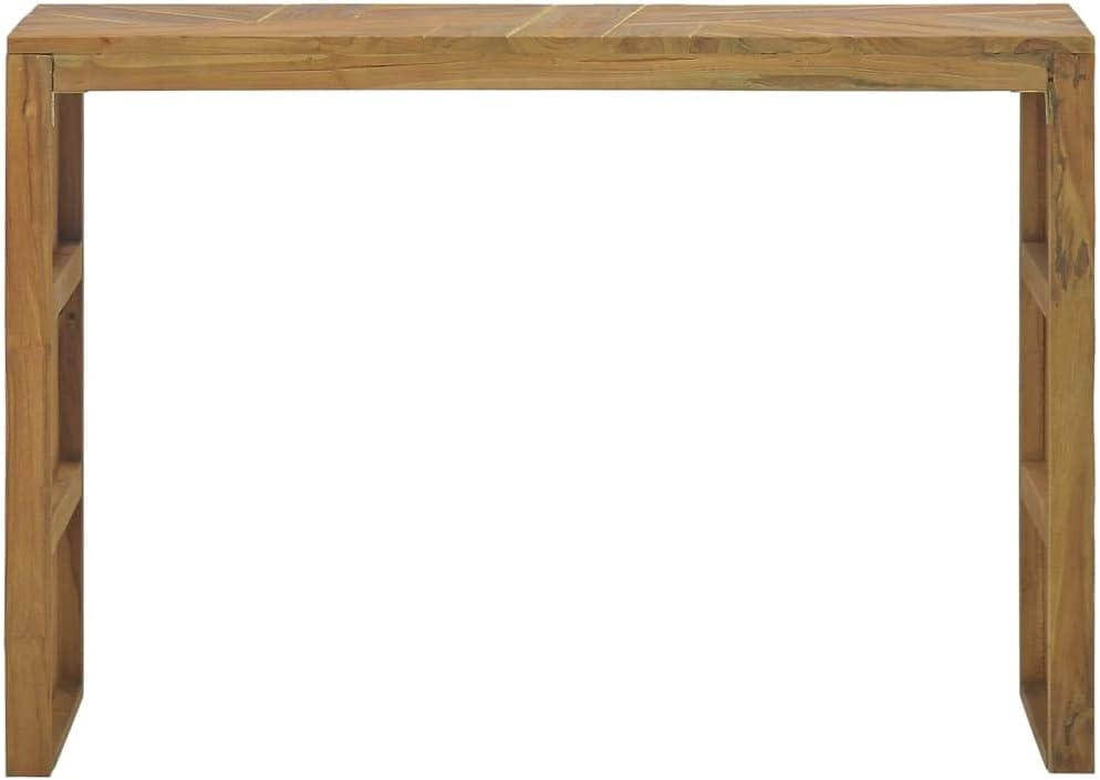 vidaXL Console Table, Entryway Table with 3D Shaped Legs, Narrow Side Table for Hallway Living Room, Farmhouse Style, Solid Teak Wood