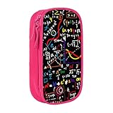 手描きの化学式数学ペンケース 筆箱 筆袋 鉛筆のサック 中高校生 軽量 学生 子供 誕生日 入学ギフト 大容量 ダブルレイヤーPink