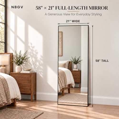 NBGV 58"x21" Full Length Mirror, Floor Mirror Full Length Black - image 4