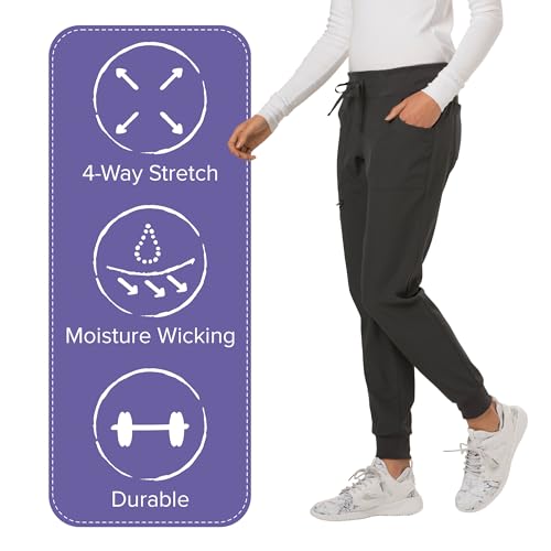 HeartSoul Women's Medical Scrub Jogger Pants Contemporary fit Drawstring Waistband Jogger with 5 Pockets - HS030T, L Tall, Pewter by HeartSoul - Image 2