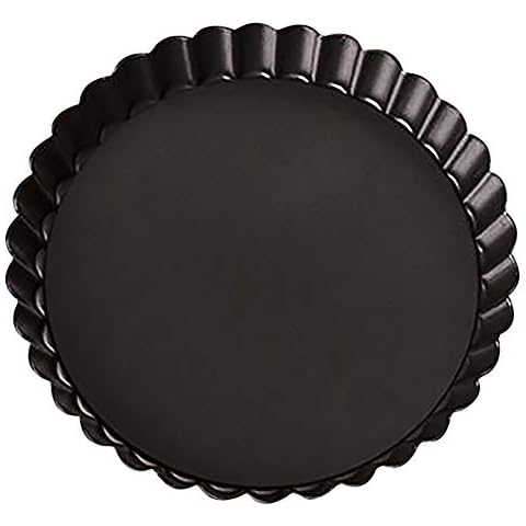 Popoye Non-Stick Different Sizes Tart Quiche Pan with Removable Bottom Fluted Sides Round Shape Cakes Desserts Tins Carbon Steel 10 Inch Cover