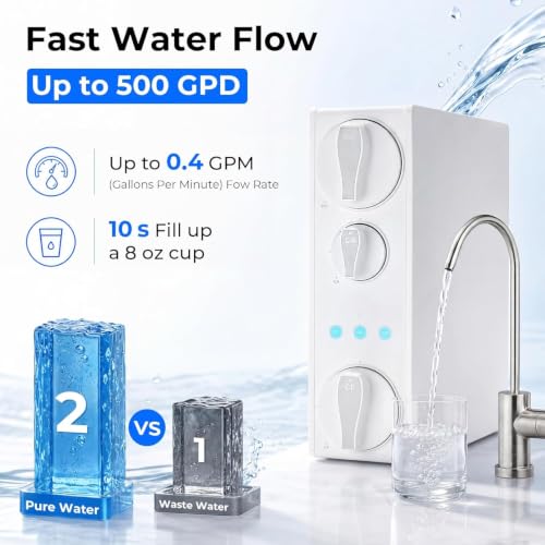 Image of iSpring RO500AK Alkaline Reverse Osmosis System, NSF 58 Certified, 500 GPD