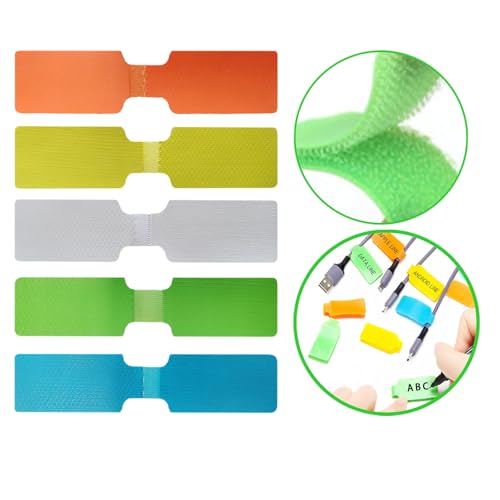 50-Pcs Cable Labels - 20 Reusable Large Cord Tags + 30 Tear-Resistant White Wire Label Cable Labels Tags Write On Water-Resistant Multicolor Cable Mmarkers for Identifying Electrical & Charging Cords