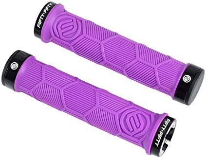 FIFTY-FIFTY Double Lock-On Mountain Bike Grips, Bicycle Handlebar Locking Grips, Non-Slip MTB Handle Grips (Purple)