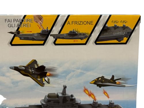 Spielzeug Flugzeugträger militärisches Kriegsschiff mit 3 Modellflugzeugen Flugzeugträger Spielzeugboot schiff startet Kampfflugzeuge Kriegsschiffe Schlachtkreuzer Kriegsschiff-Träger Kampfjets