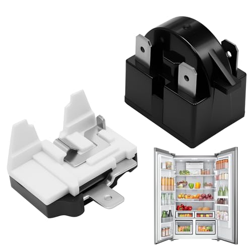 Relais de Démarrage QP2-4.7 PTC 3 Broches 4,7Ω avec Protection Contre les Surcharges 6750C-0005P 1/2 HP, Kit Relais et Protecteur pour le Compresseur de Réfrigérateur, Mini Frigo et Congélateur