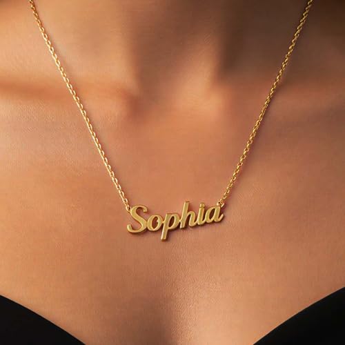 Personalized Letter Custom Name Necklace for Women 18K Gold Plated Thin Script - Custom Jewelry with Gift Box for Anniversary Wedding Dates Holidays​4