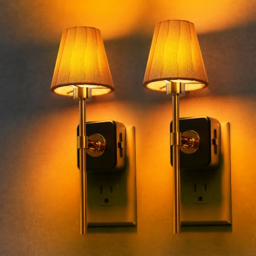L LOHAS LED Night Lights Plug into Wall, Pleated Fabric Cover Night Light