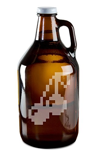 8 Bit Cherries Video Game Style Hand-Made Etched Glass Beer Growler 64 oz