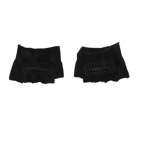 MS Enterprise Sports Massage Fitness Non-Slip Half Toe Yoga Pilates 5-Toe Socks Black