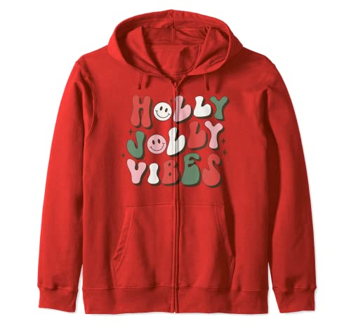 Have A Holly Xmas Jolly Christmas Vibes Zip Hoodie