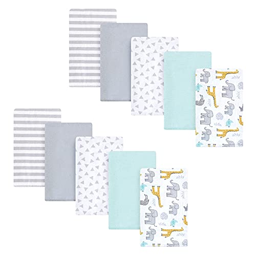 Hudson Baby Unisex Baby Cotton Flannel Burp Cloths, Yellow Safari, One Size