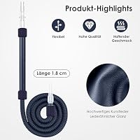 Luna Traditioneller Leder Shisha Schlauch mit Plastik Mundstück, Tradi Shisha Schlauch mit Kunstleder, Hochwertiger Shisha Schlauch Traditionell für 18/8 Schliff - 1,8m (Dunkelblau) – Ansicht 2