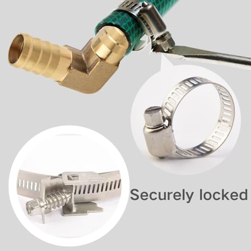 Miniatura 4 de Angeek 4 Piezas Racor Barbado Codo 90 De Latón 19mm Para Cambio De Dirección En Tuberías De Combustible Incluye 8 Abrazaderas Inox 304 Herméticas