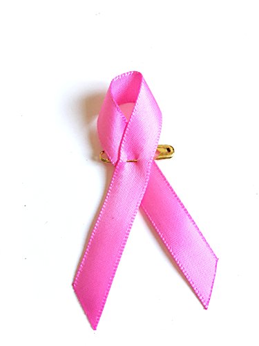 Pin's octobre rose ruban rose en tissu sur une épingle. Lutte contre le cancer