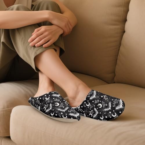 Forchrinse Halloween House Slippers for Women Men Closed Toe Flannel Guest Slippers Reusable Spa Slipper4