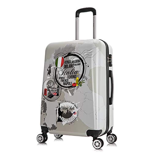 Image of InUSA Prints Plastic 4-Wheel Luggage, World (IUAPC00M-WOR)