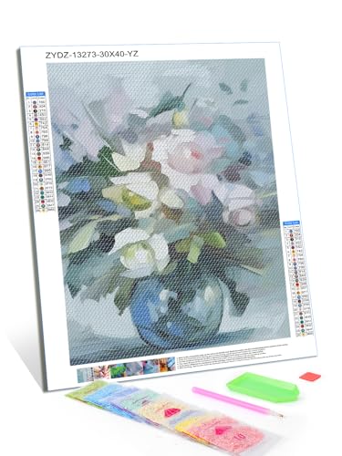 Kits d'art diamant rond roses fleurs peinture diamant de 30,5 x 40,6 cm décoration maison