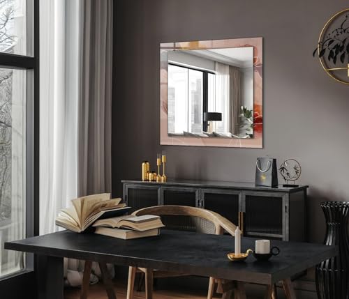 Déco murale moderne avec miroir graphique 60x60cm pour salon minimaliste