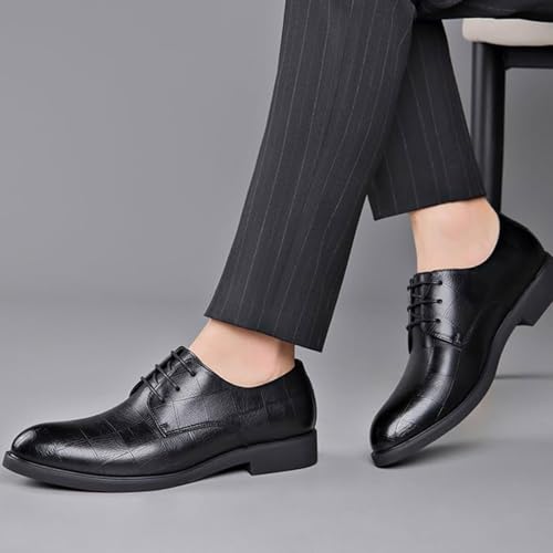 Men Classic Leather Dress Shoes Non-Slip Softsole Pointed Toe Lace-Up Low Top Wedding Formal Suit Oxfords Shoes2