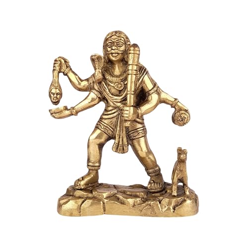 HomeAdri Brass Idol Kaal Bhairav Murti Kalbhairav Bhairo Baba Kaala Bhairava Sculpture Mahakal Diety Avatar of Lord Shiva with Dog Tantric Product Height 7 Inch