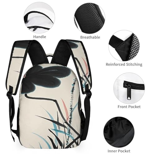 3Pcs Backpack Sets Ink And Wash Print Travel Daypack 3 in 1 Lightweight Backpack Set with Lunch Bag And Cosmetic Bag3