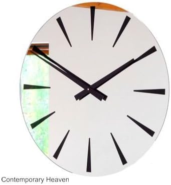 Black Chevron Mirror Wall Clock (34cm Diameter)