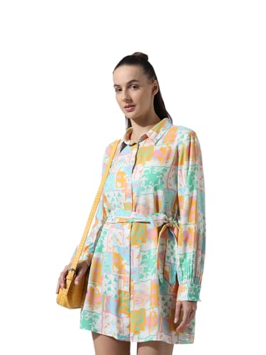 Image of ONLY Abstract Printed Belted Shirt Dress