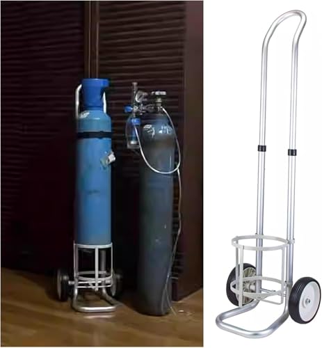 Carro portacilindros de oxígeno Ajustable, Carro Ligero de aleación de Aluminio para un Transporte Seguro en hospitales, Laboratorios y hogares.