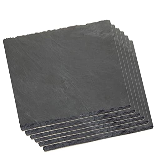 Acan Lot de 6 assiettes carrées en ardoise 0,5 x 15 x 15 cm