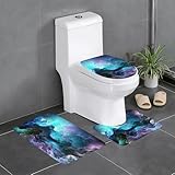 Ouyniei 3D Graphics Universe Space Printed 3 Piece Bathroom Rugs Set Bathroom Anti-Slip Floor Mat
