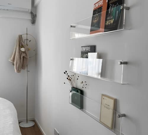Royalita 2-Pack 17 Inch Acrylic Magazine Holder Vinyl Records Holder, Wall Display Floating Bookshelves Wall Mounted thumb #5