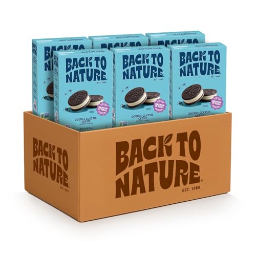 Back to Nature - Double Classic Creme Sandwich Cookies - Enjoy Our Plant Based Cookies Made with Wheat Flour - Vegan & Non-GMO - Seriously Tasty Snacking - 8.25 Ounce (Pack of 6)