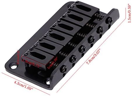 78MM Metal Fixed Hardtail Saddle Bridge Top Load Guitar Tailpiece for 6 String Fender Strat Tele Electric Guitar,Black