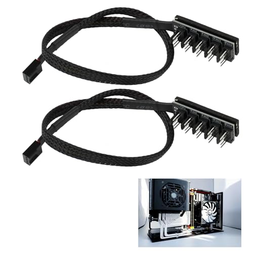 2 Piezas PWM Fan Hub PC 5 Way, Hub de Ventilador a 5 Vías, Concentrador de PWM de 4 Pines, Cable para Ventilador PC, Adaptador 1 a 5 para PWM de CPU de 4 Pines y 3 Pines