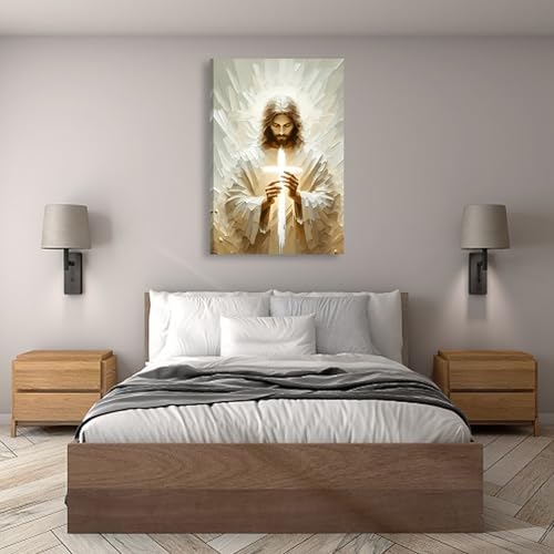 Pormipone Jesus Canvas Wall Art Christian Decor 24x36 Inch Framed Print by Pormipone - Used condition - Image 6