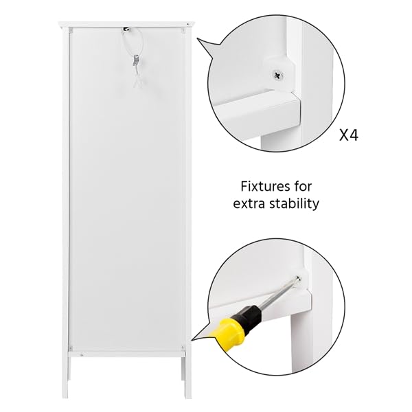 Yaheetech Mueble Armario de Baño Armario Impermeable Estrecho con Cajón y Puerta, para Salón Dormitorio Pasillo 32 x 30 x 87 cm, Blanco