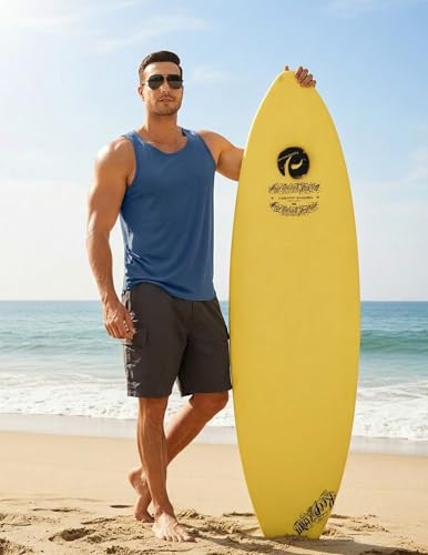PINSPARK UPF 50+ Tank Tops Men Summer Athletic Sleeveless Shirts Quick Dry Beach Running Gym Workout Breathable Sports Tee Royal Blue