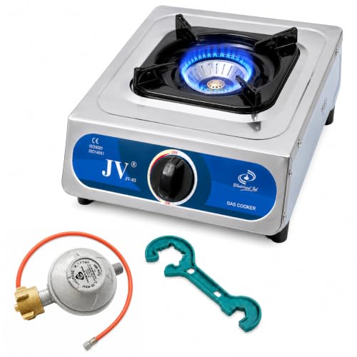 JV Gaskocher Camping 1-flammig, 5 kW, Edelstahl, mit Zündsicherung