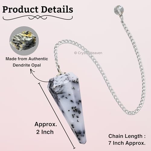 Image of Dendrite Opal Pendulum Dowsing Tool - Natural Crystal Pendulum for Spiritual Guidance - Premium Dowser Pendulum for Accurate Divination and Energy Healing - Perfect for Energy Healing and Chakra Balancing - Handcrafted with Precision and Elegance
