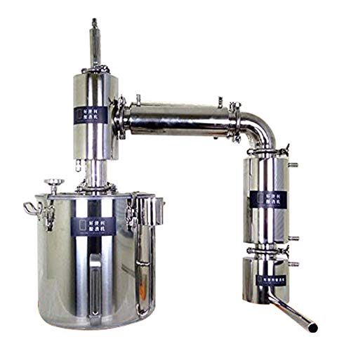21-170L Home Water Distiller Spirits Brandy Vodka Alcohol Stainless Distiller Boiler Wine Making Essential Oil Brew Kits w/Thermometer Water Pump (21L)