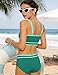 Girls Swimsuit 14-16 Years Teen Girl Bathing Suit Two Piece Emerald Green High Waisted Athletic Swim Suits Fashion Piping Girls Bikini Swimwear Set