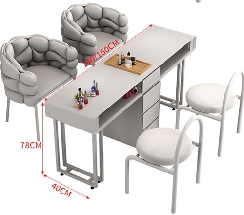 Wooden Manicure Table Station - Nail Desk with 2-Layer Storage Rack & Drawers for Home & Salon Use, Stylish Modern Design for Beauty Professionals,A,140x40x78cm
