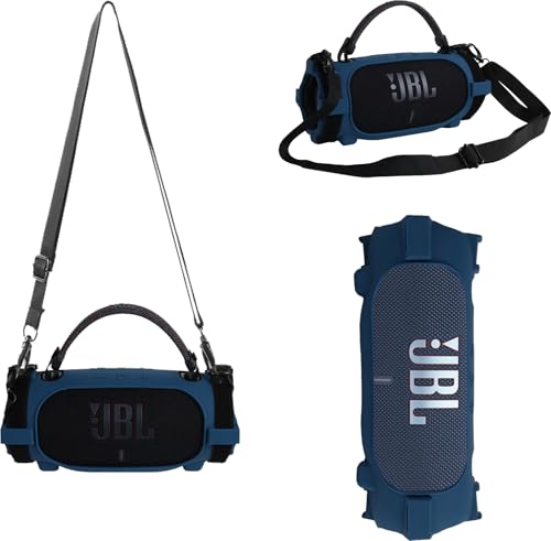 For JBL Charge 6 Bluetooth �|�[�^�u���X�s�[�J�[ �p �P�[�X �J�o�[�yHUKWIMO�z�V���R���P�[�X + �V�����_�[�X�g���b�v �L�Y�h�~ �ϏՌ� �y�� �_��݌v �g�ѕ֗� ���G��D�ǁi�u���[�j