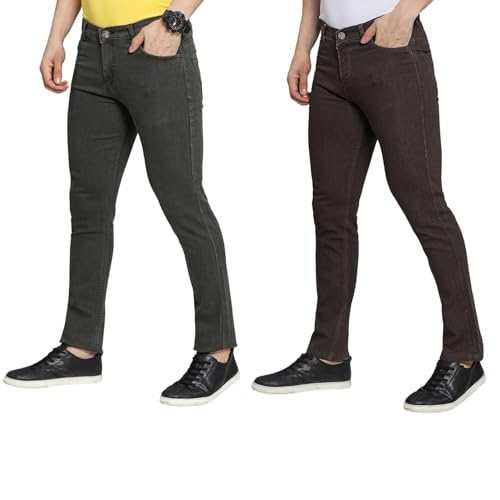 Image of DAIS Men's Stretchable Slim Fit Mid Rise Jeans, Pack of 2, (Combo of 2 Jeans)