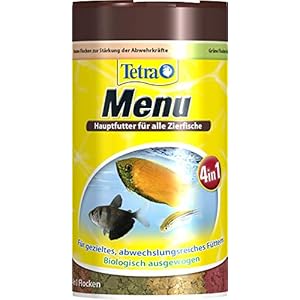 Tetra Min Menu Fischfutter – Hauptfuttermix mit 4 Spezialflocken in getrennten Kammern, abwechslungsreiches Futter für alle Zierfische, 100 ml Dose