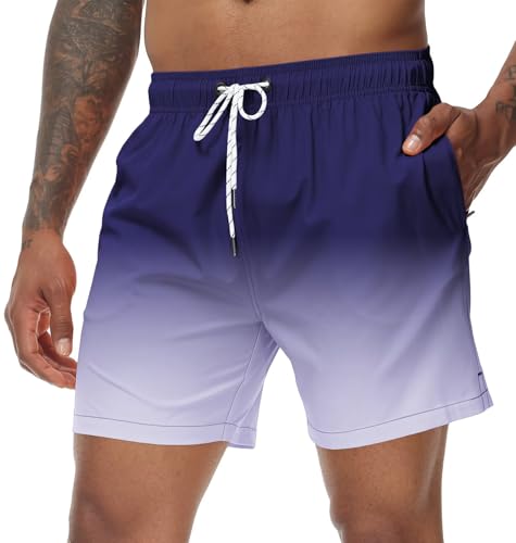 Image of Tyhengta Men's Swim Trunks Quick Dry Beach Shorts with Zipper Pockets and Mesh Lining